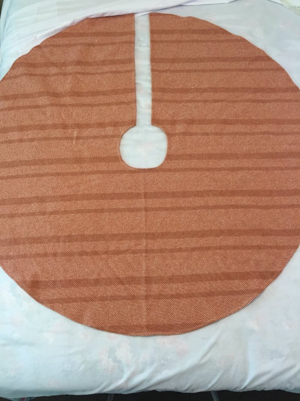 Pendleton Woolen Mills  48” Wool Christmas Tree Skirt Red White Geometric Stripe
